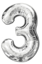 Folieballon nummer 3 H60 cm sølv 